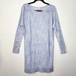 Lilly Pulitzer Size M Jupiter Dress Lapis Blue Kangaroo Pocket Wool Cotton Blend